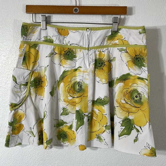 Vintage Studio Y mini skirt, bright yellow floral motif, large pockets - Picture 2 of 5